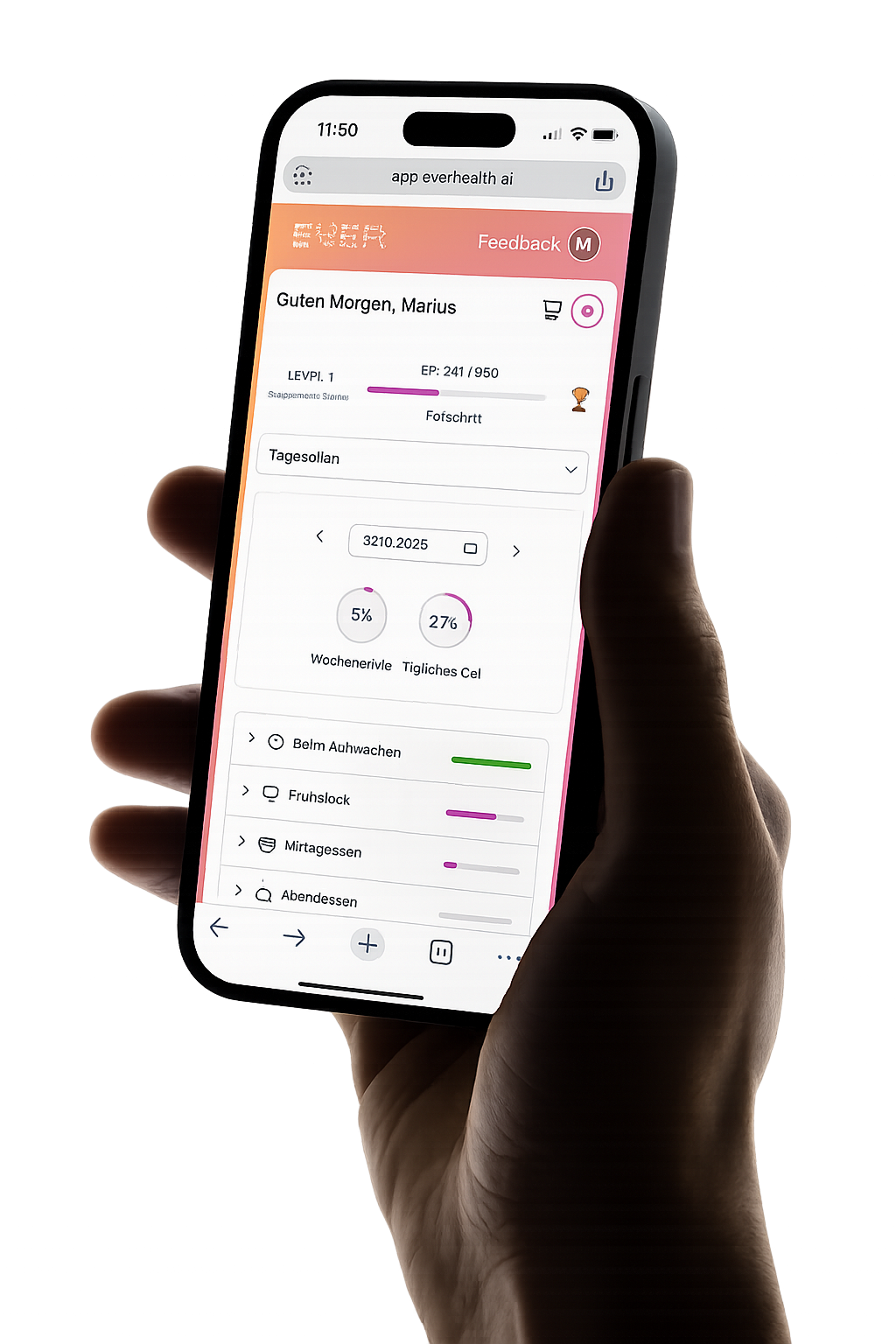 EVER App als täglicher Supplement-Einnahmeplan
